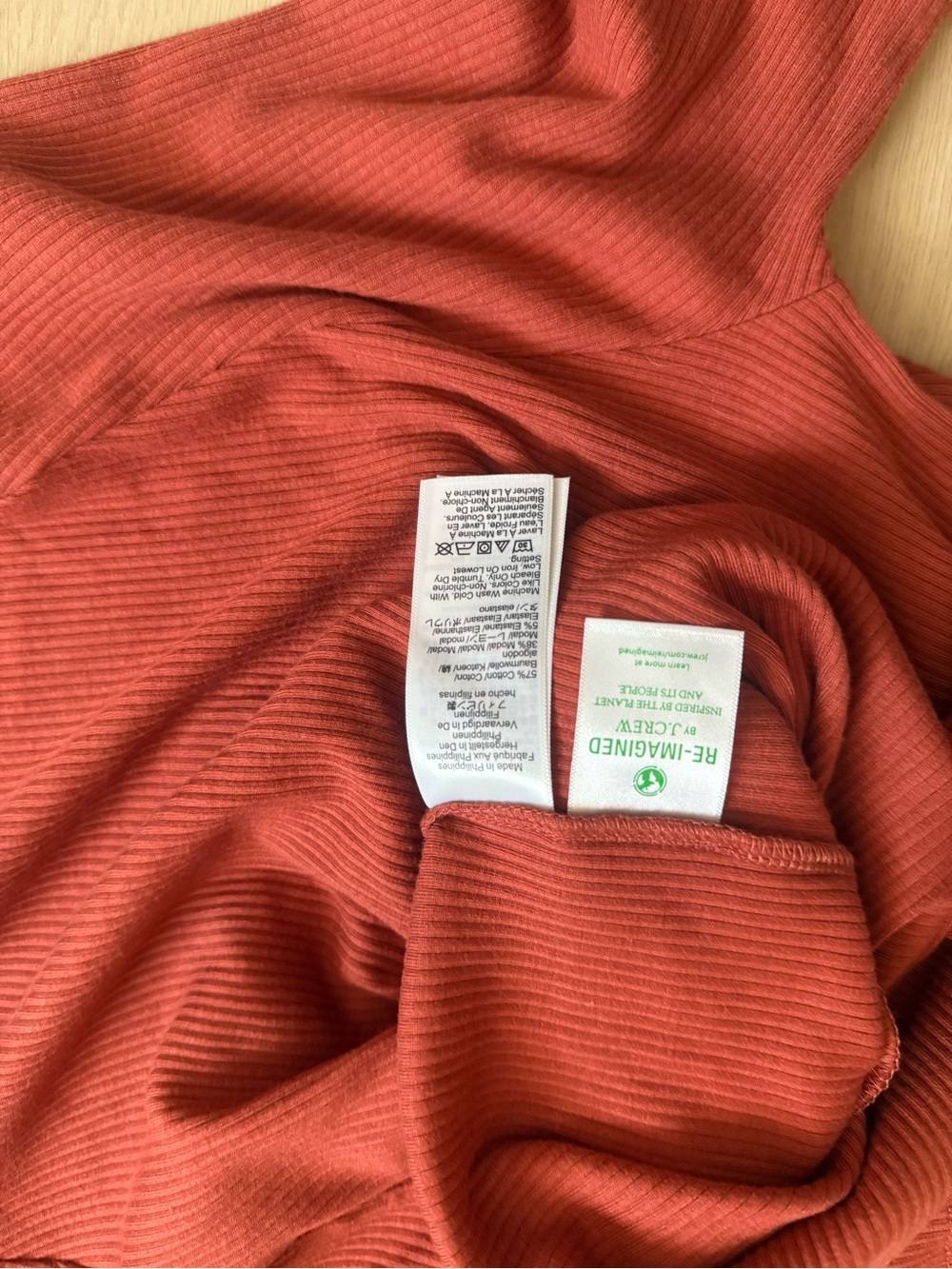 J. Crew Rust Tie-Front Ribbed Crop Top - Picture 3 of 3